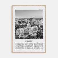 Jackson, Mississippi No 1 Poster Natural Wood / 8x12 in Nbourhood Travel B&W Poster