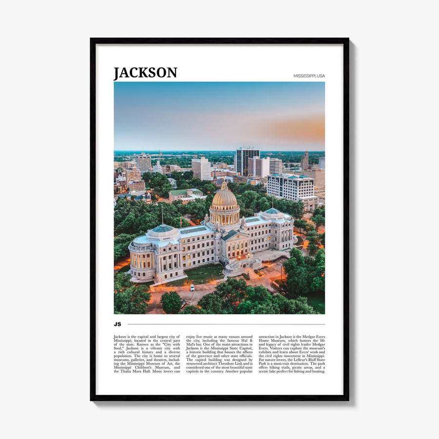 Jackson, Mississippi Travel Poster, framed poster mockup