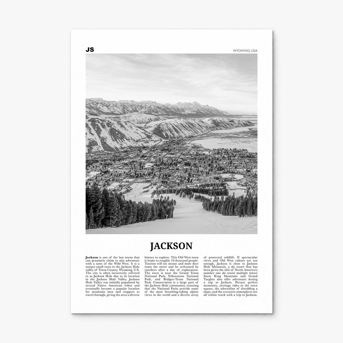 Jackson, Wyoming Newspaper Poster, print only (unframed)