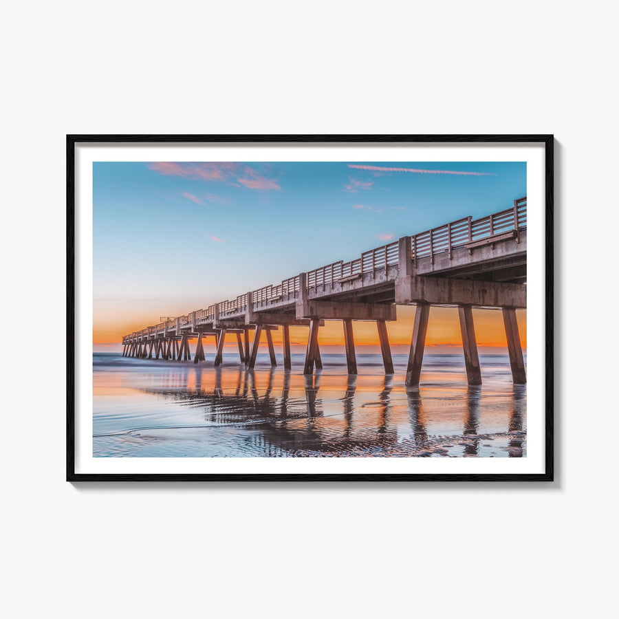 Jacksonville Beach colorful photo poster of Florida, USA – horizontal wall art, unframed print shown in interior mockup
