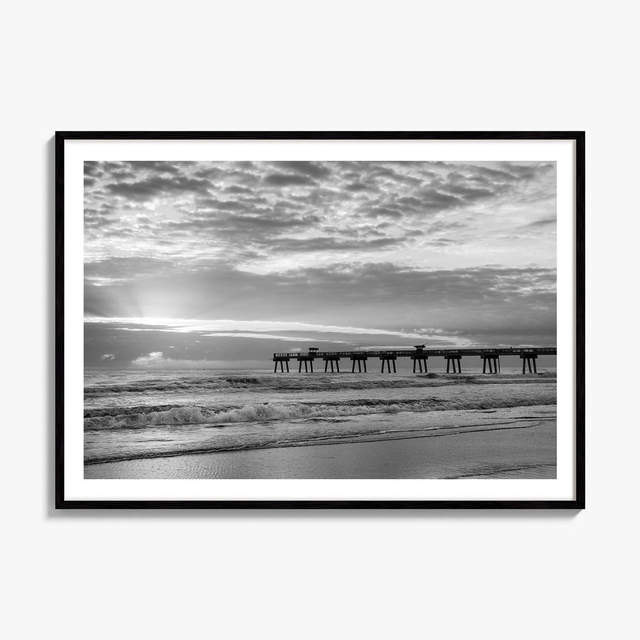 Jacksonville Beach Photo Poster, framed poster mockup, white border