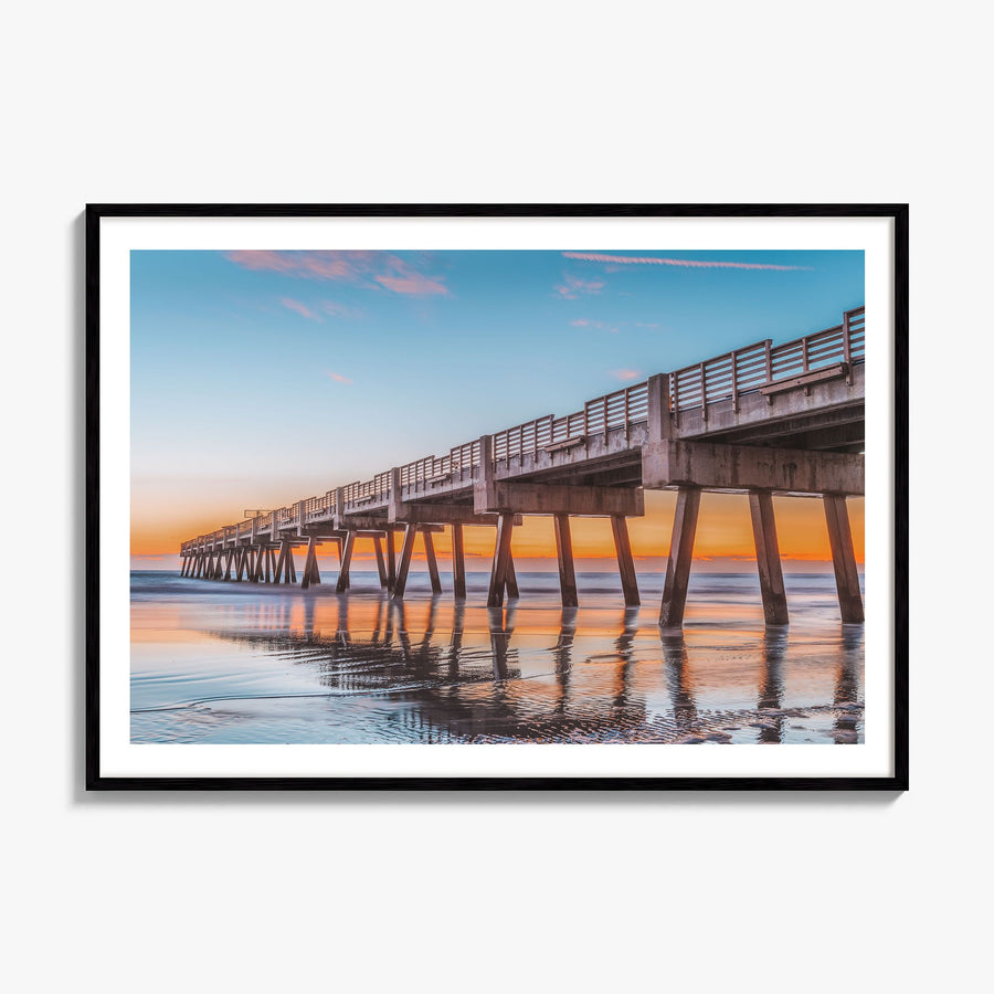 Jacksonville Beach Photo Poster, framed poster mockup, white border