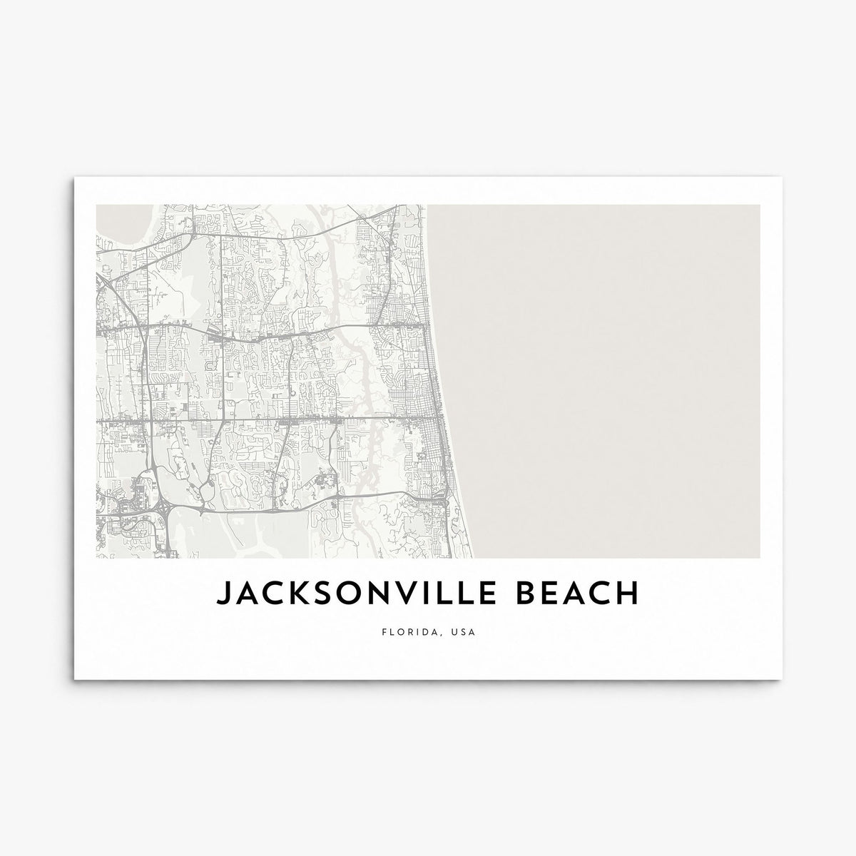 Jacksonville Beach Map Poster, print only (unframed)