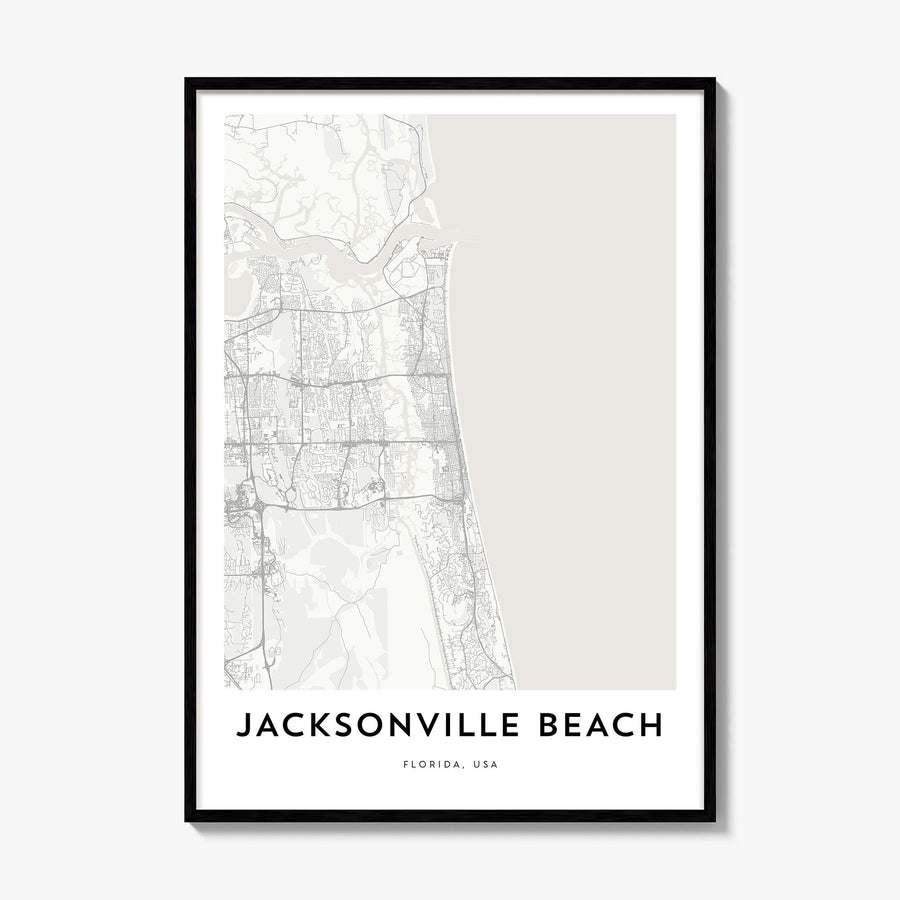 Jacksonville Beach Map Poster, framed poster mockup