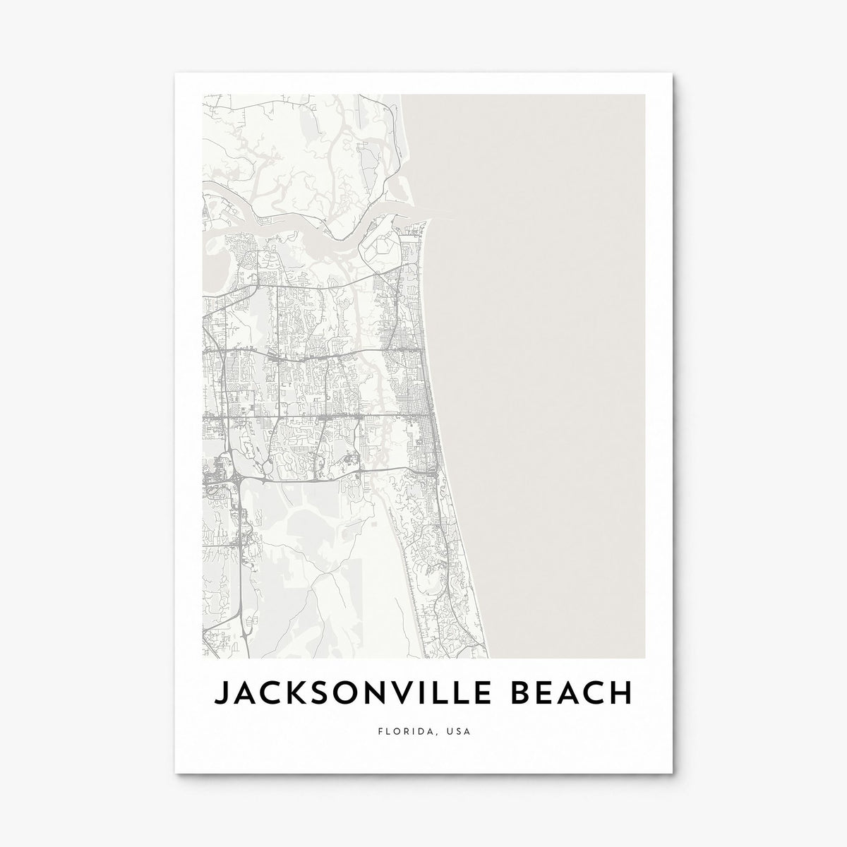 Jacksonville Beach Map Poster, print only (unframed)