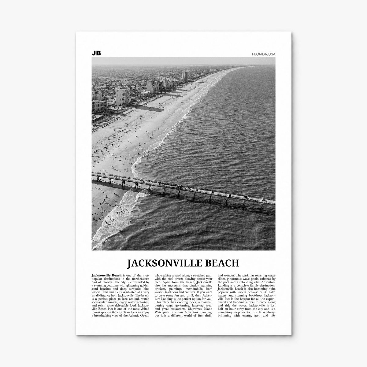 Jacksonville Beach Newspaper Poster, print only (unframed)