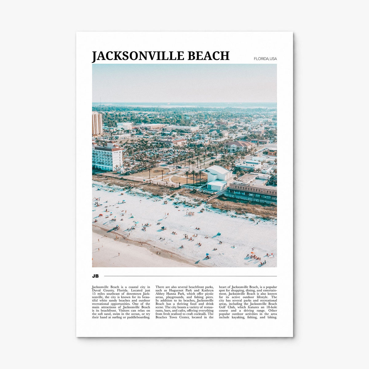Jacksonville Beach Travel Poster, print only (unframed)