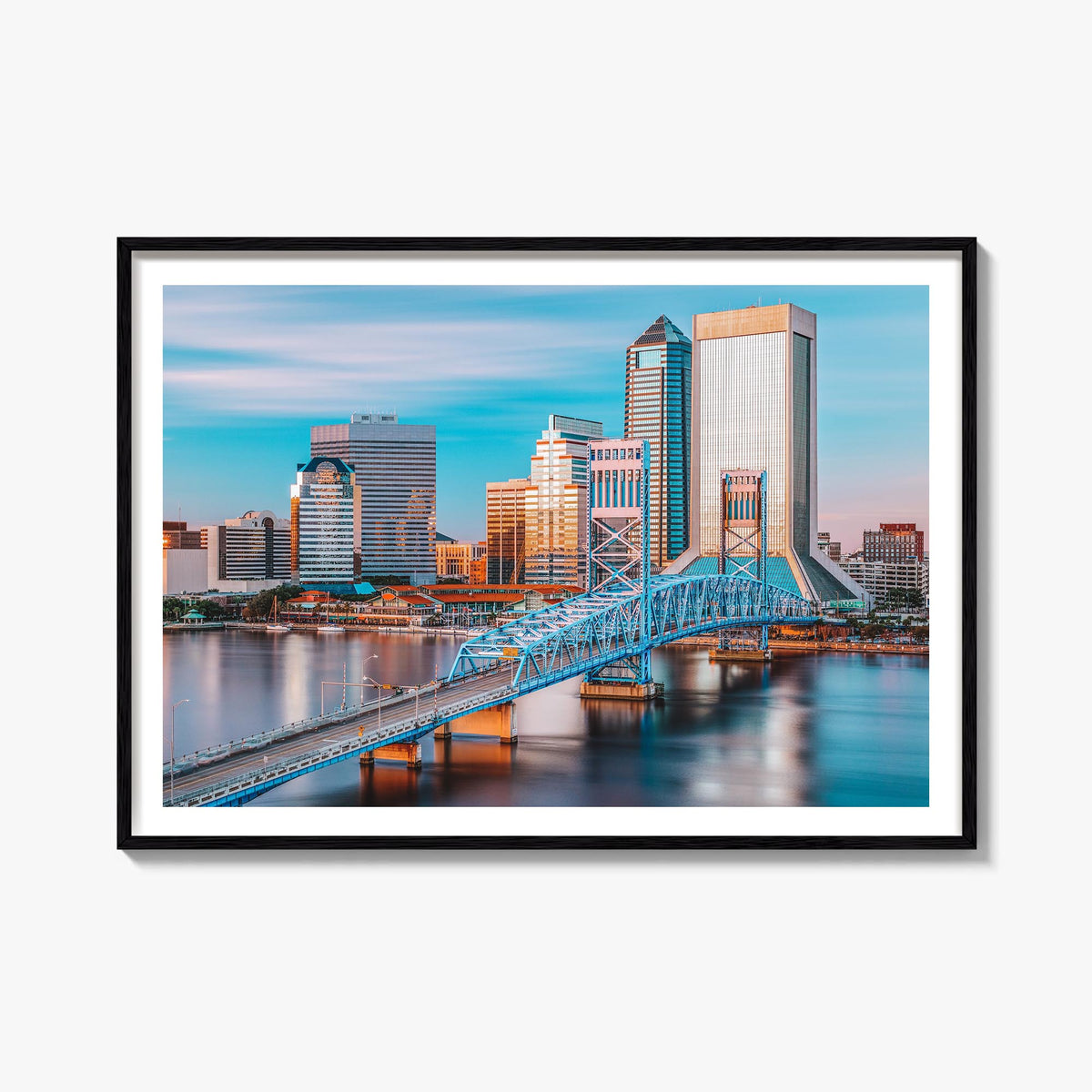 Jacksonville colorful photo poster of Florida, USA – horizontal wall art, unframed print shown in interior mockup