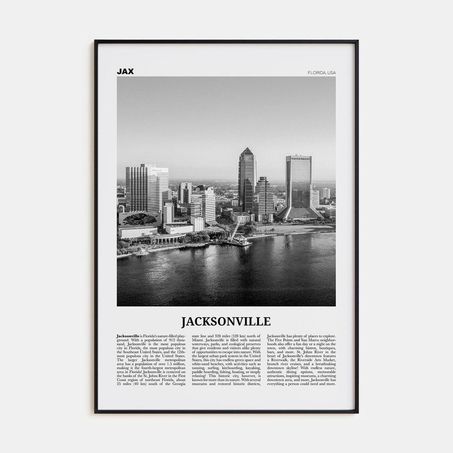 Jacksonville No 1 Poster None / 8x12 in Nbourhood Travel B&W Poster