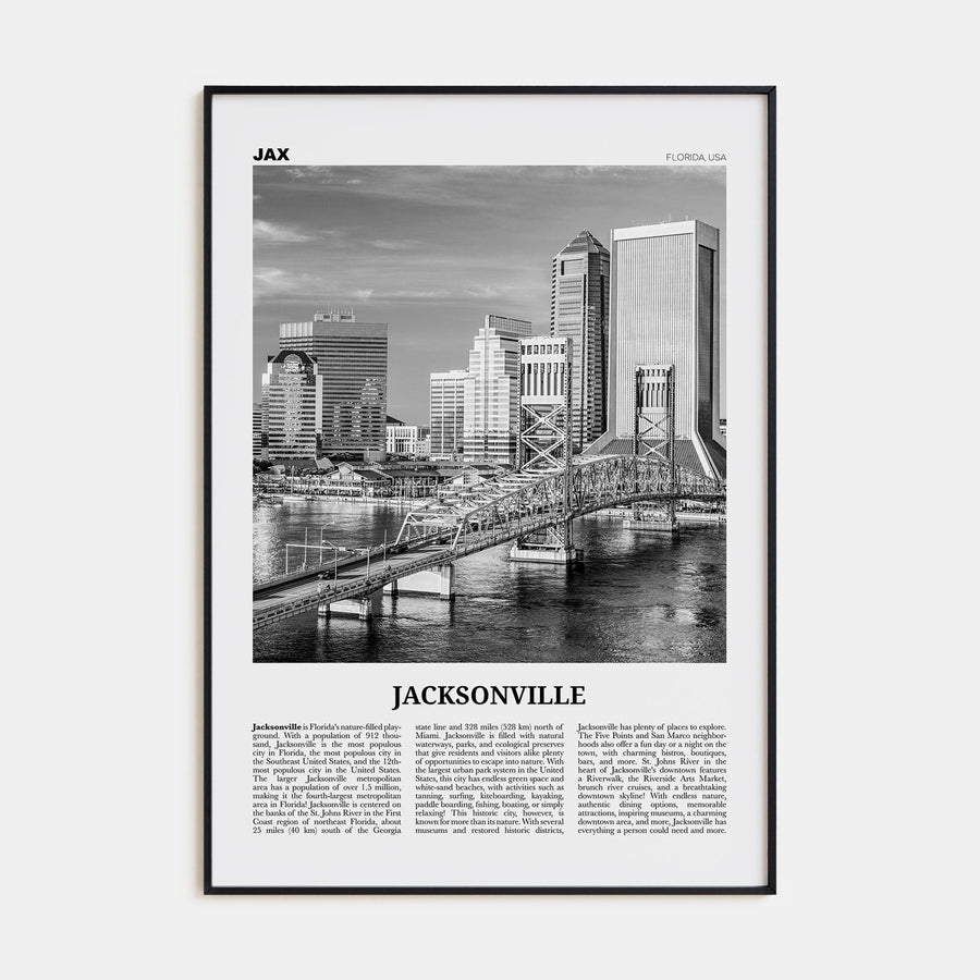 Jacksonville No 3 Poster None / 8x12 in Nbourhood Travel B&W Poster