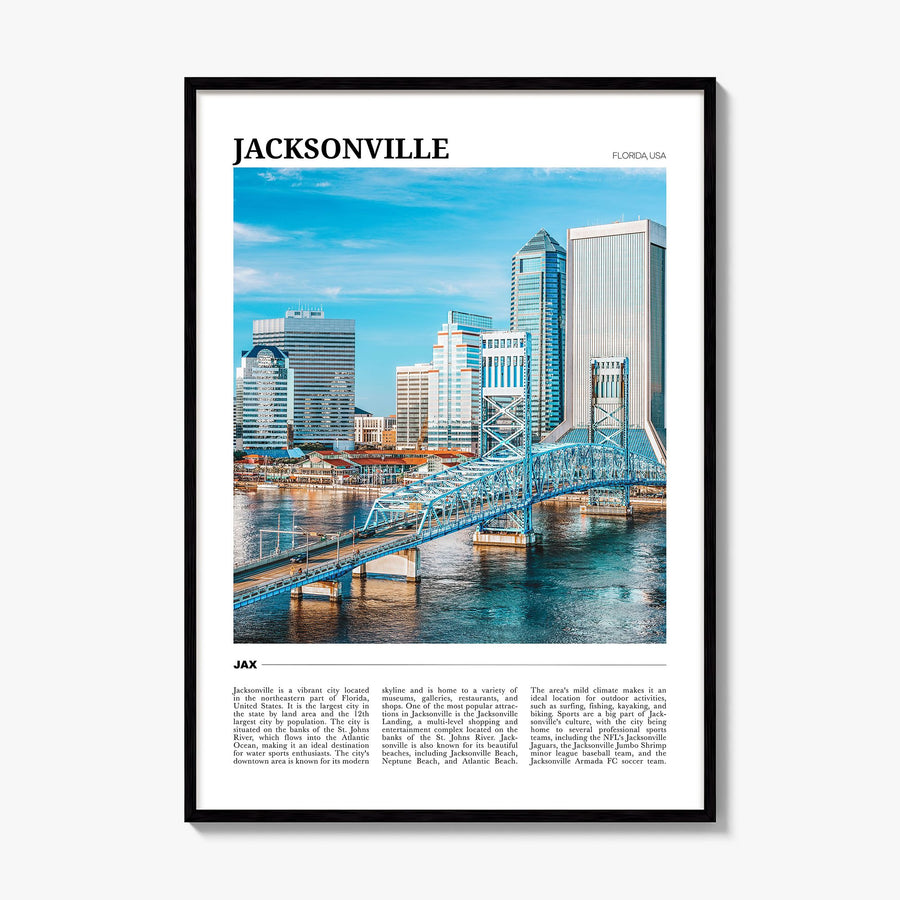 Jacksonville Travel Poster, framed poster mockup