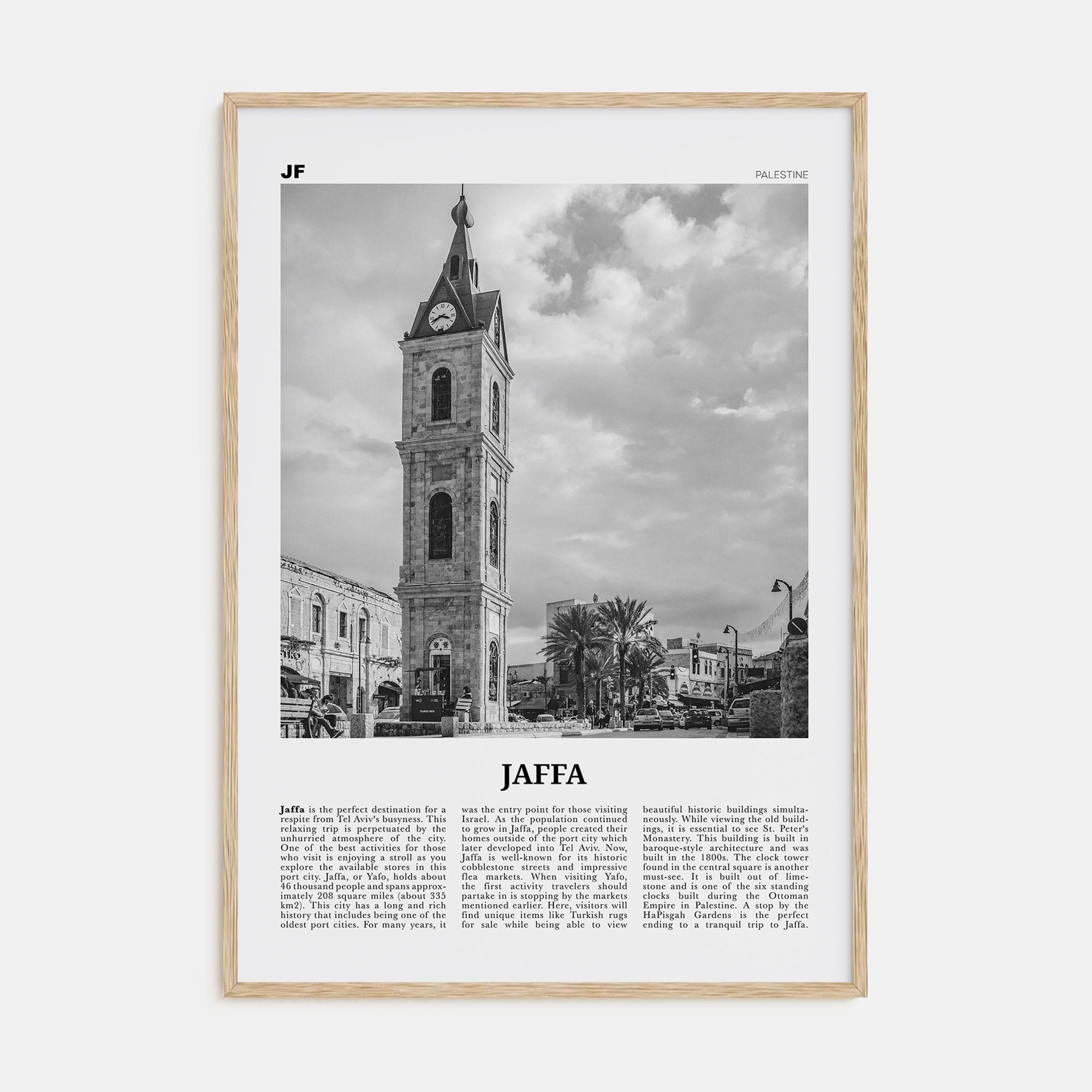 Jaffa Poster Natural Wood / 8x12 in Nbourhood Travel B&W Poster