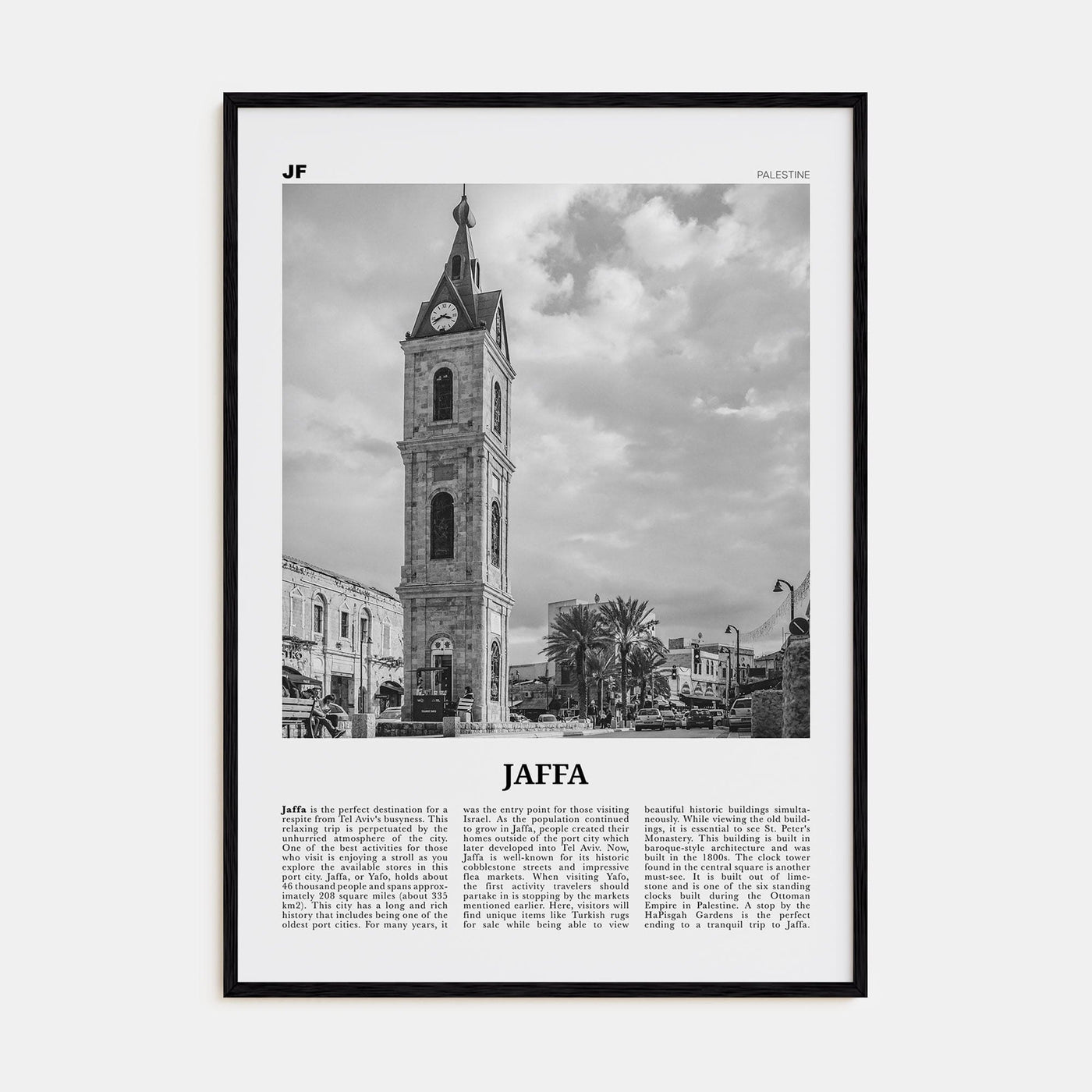 Jaffa Poster Black Wood / 8x12 in Nbourhood Travel B&W Poster