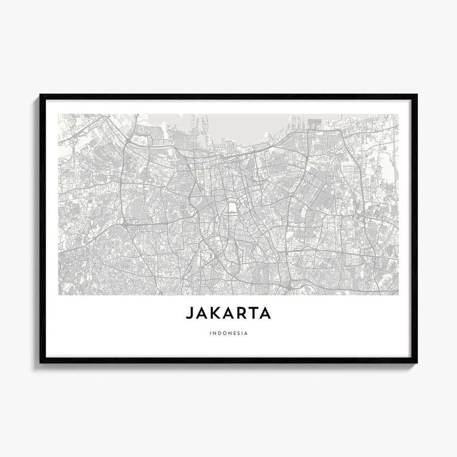 Jakarta Map Poster, framed poster mockup