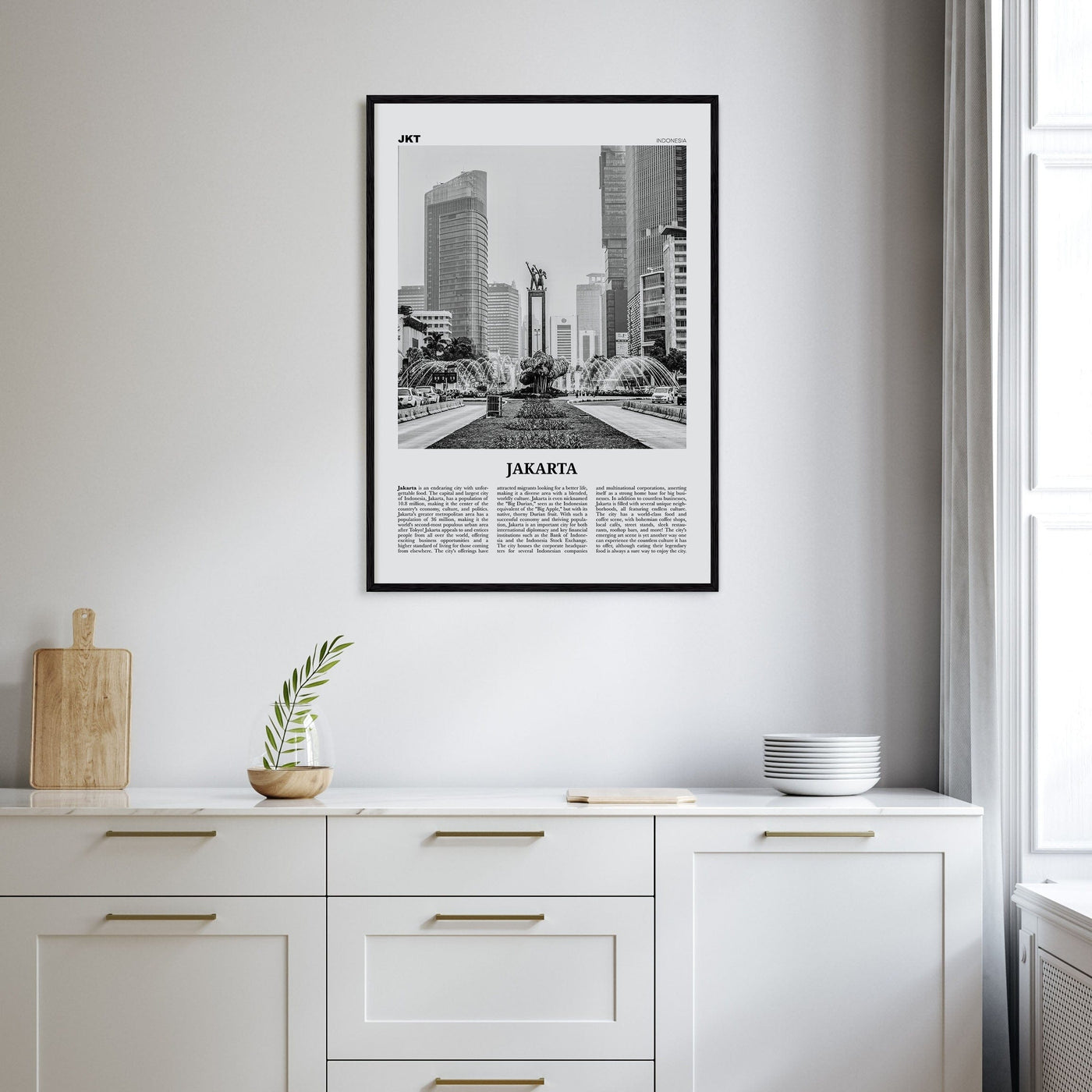 Jakarta No 1 Poster Nbourhood Travel B&W Poster