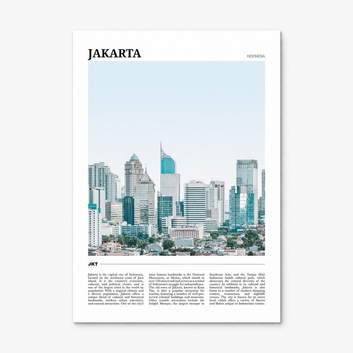 Jakarta Travel Poster, print only (unframed)