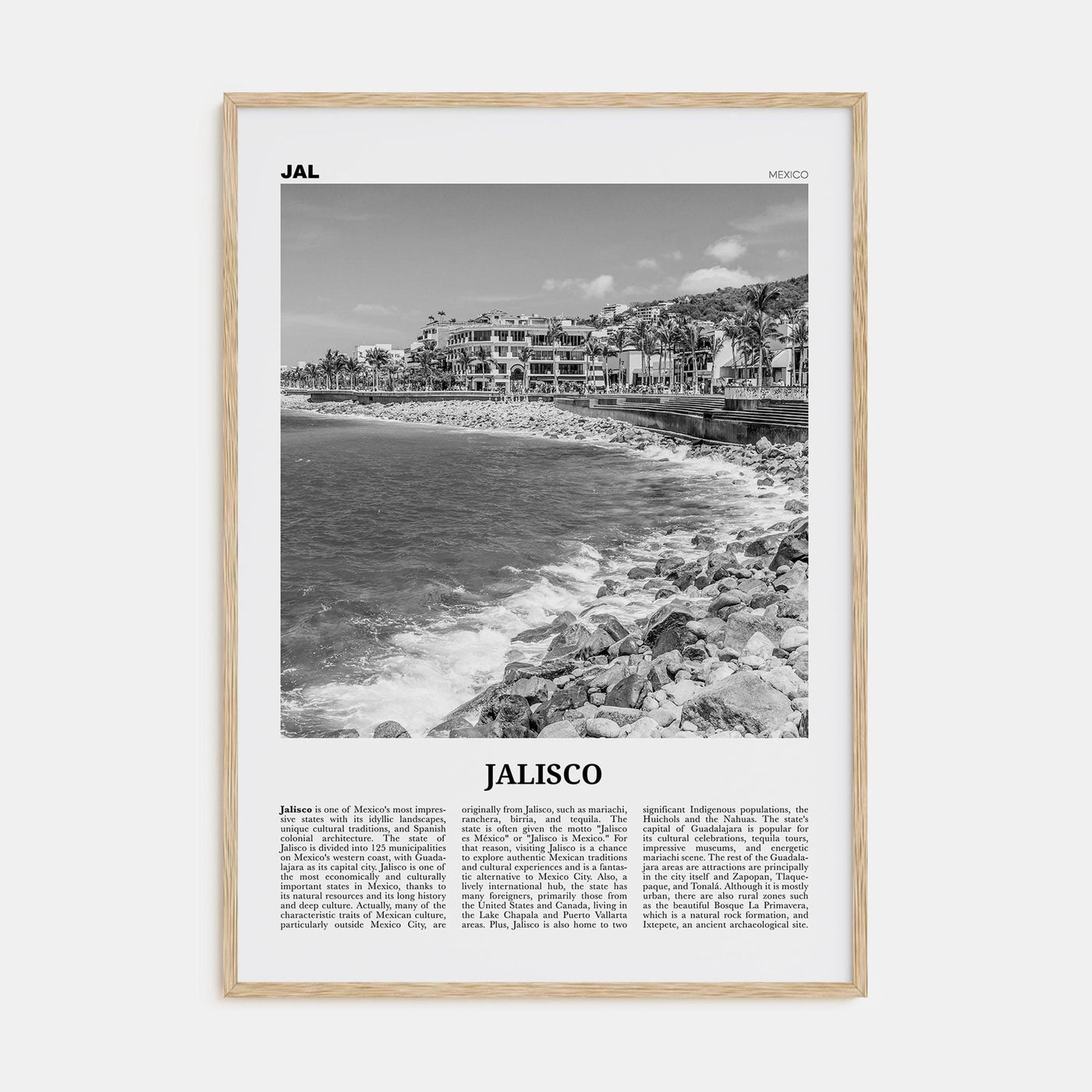 Jalisco No 1 Poster Natural Wood / 8x12 in Nbourhood Travel B&W Poster