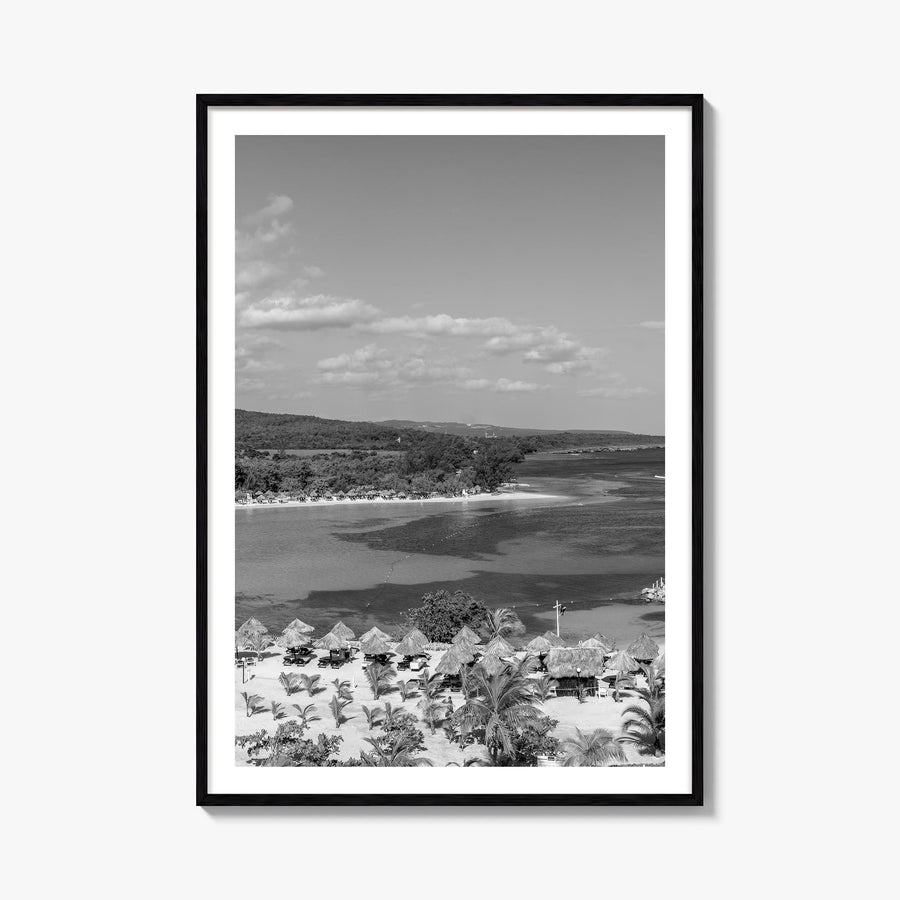 Jamaica black & white photo poster of Caribbean – vertical wall art, unframed print shown in interior mockup