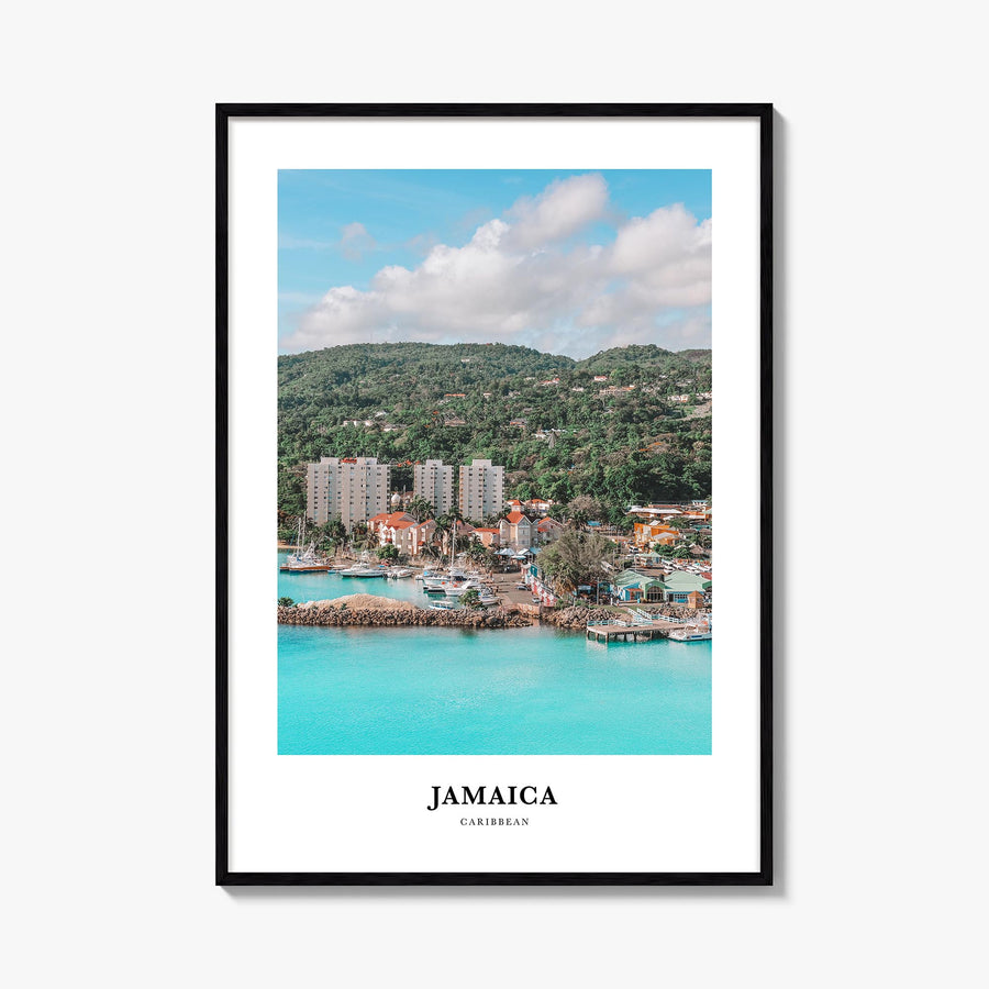 Jamaica no. 2 colorful classic poster of Caribbean – vertical wall art, unframed print shown in interior mockup