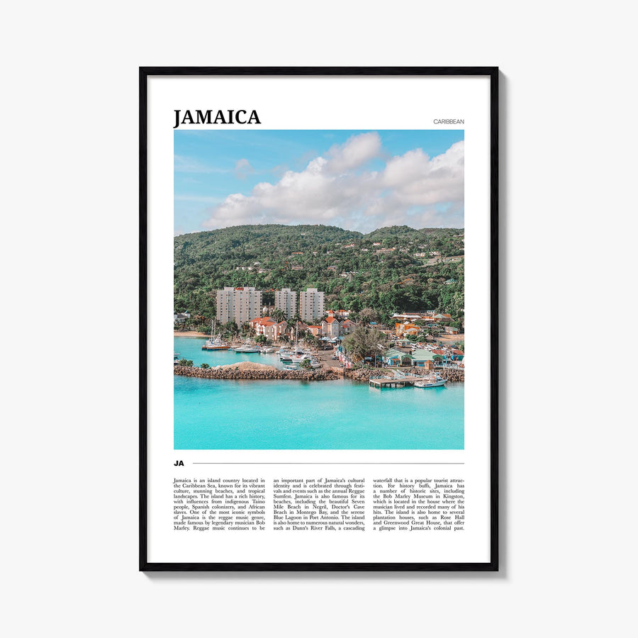 Jamaica no. 2 colorful travel poster of Caribbean – vertical wall art, unframed print shown in interior mockup
