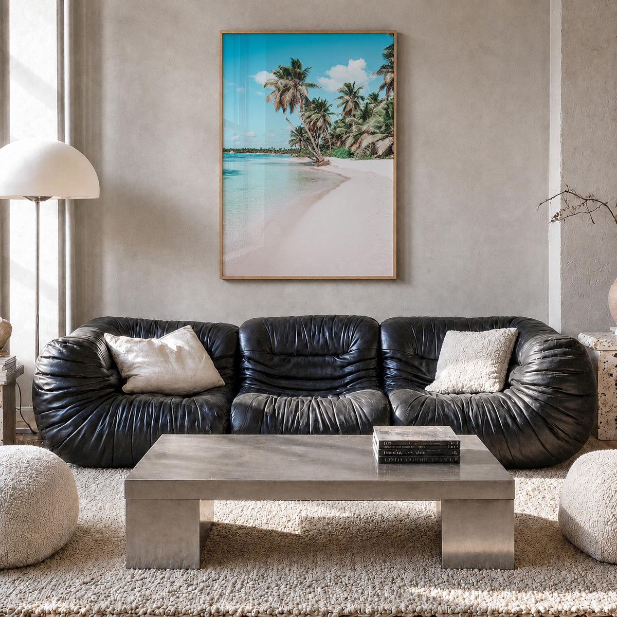 Jamaica no. 3 colorful photo poster of Caribbean – vertical wall art in natural wood frame, hanging on wall