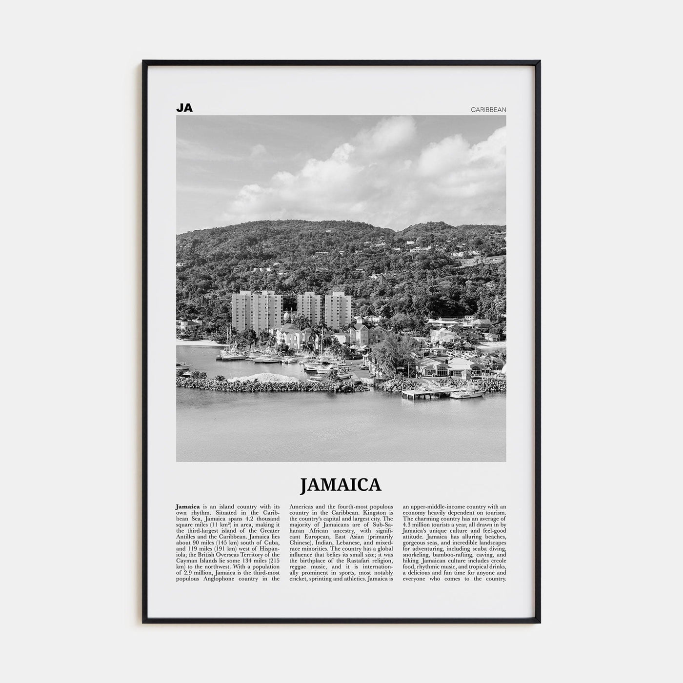 Jamaica No 3 Poster None / 8x12 in Nbourhood Travel B&W Poster