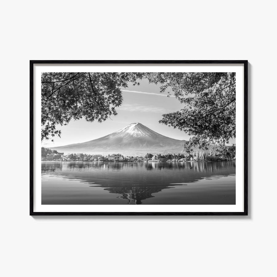 Japan black & white photo poster of Asia – horizontal wall art, unframed print shown in interior mockup