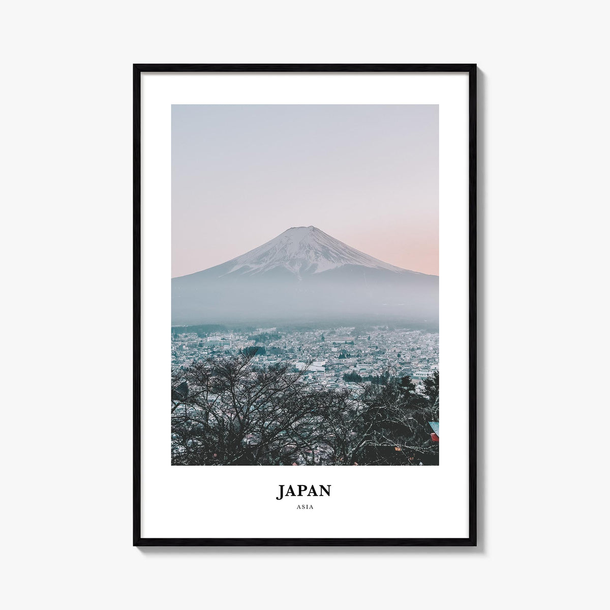 Japan colorful classic poster of Asia – vertical wall art, unframed print shown in interior mockup