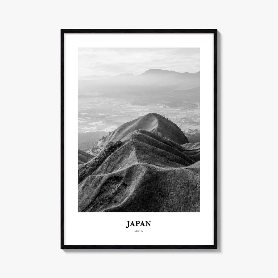 Japan no. 1 black & white classic poster of Asia – vertical wall art, unframed print shown in interior mockup