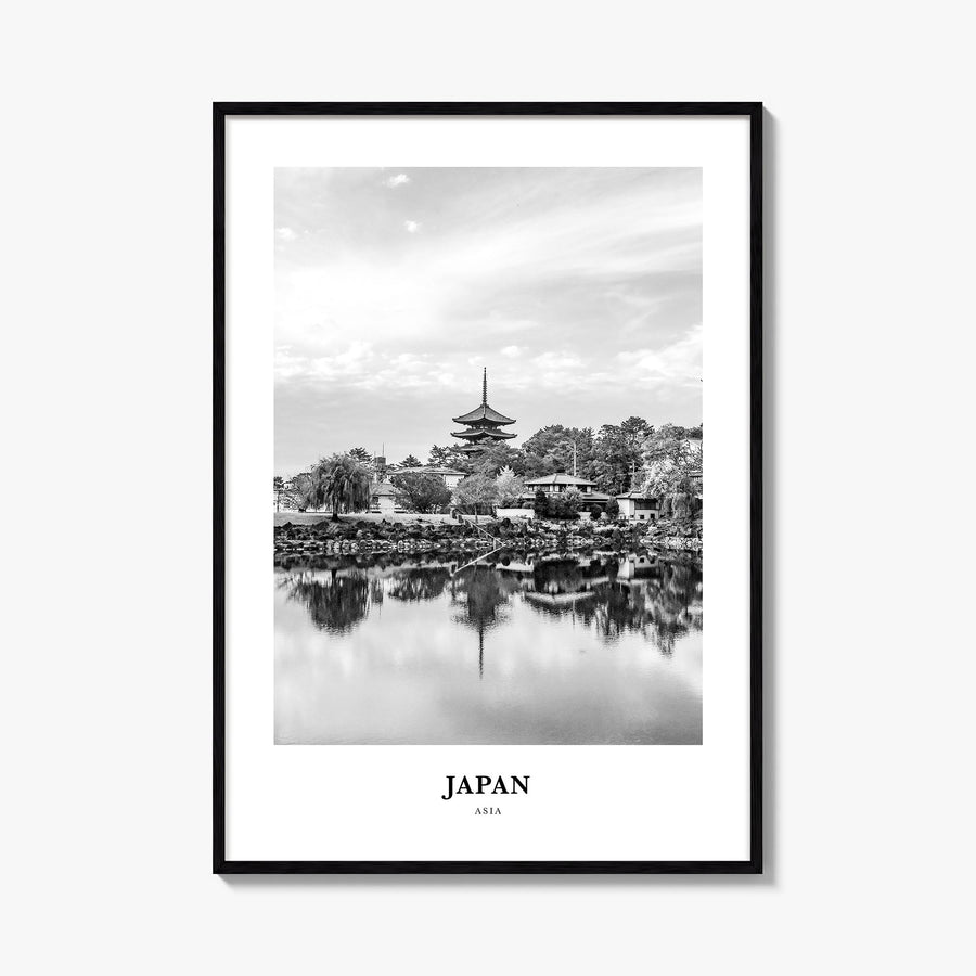 Japan no. 3 black & white classic poster of Asia – vertical wall art, unframed print shown in interior mockup