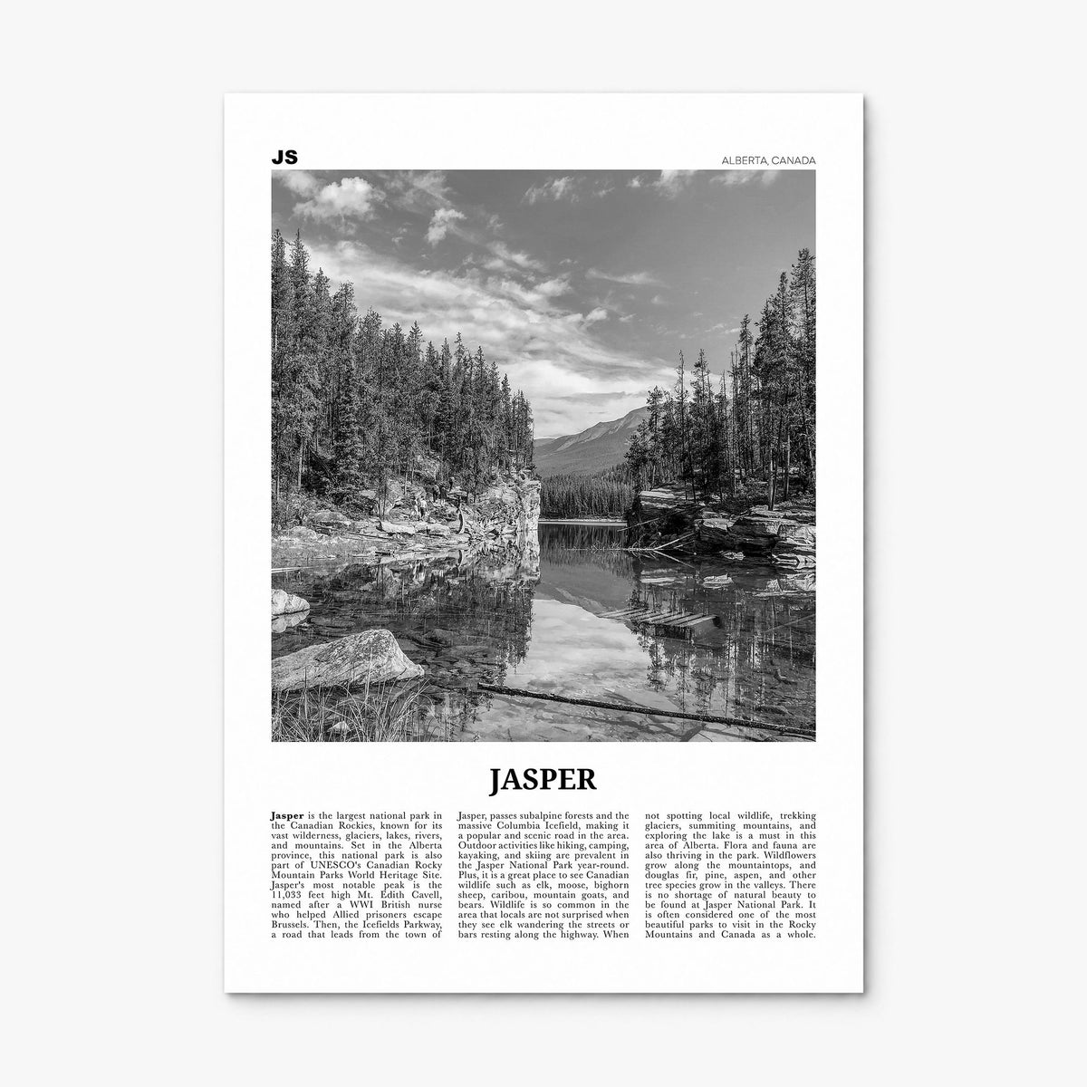 Jasper National Park Newspaper Poster, print only (unframed)
