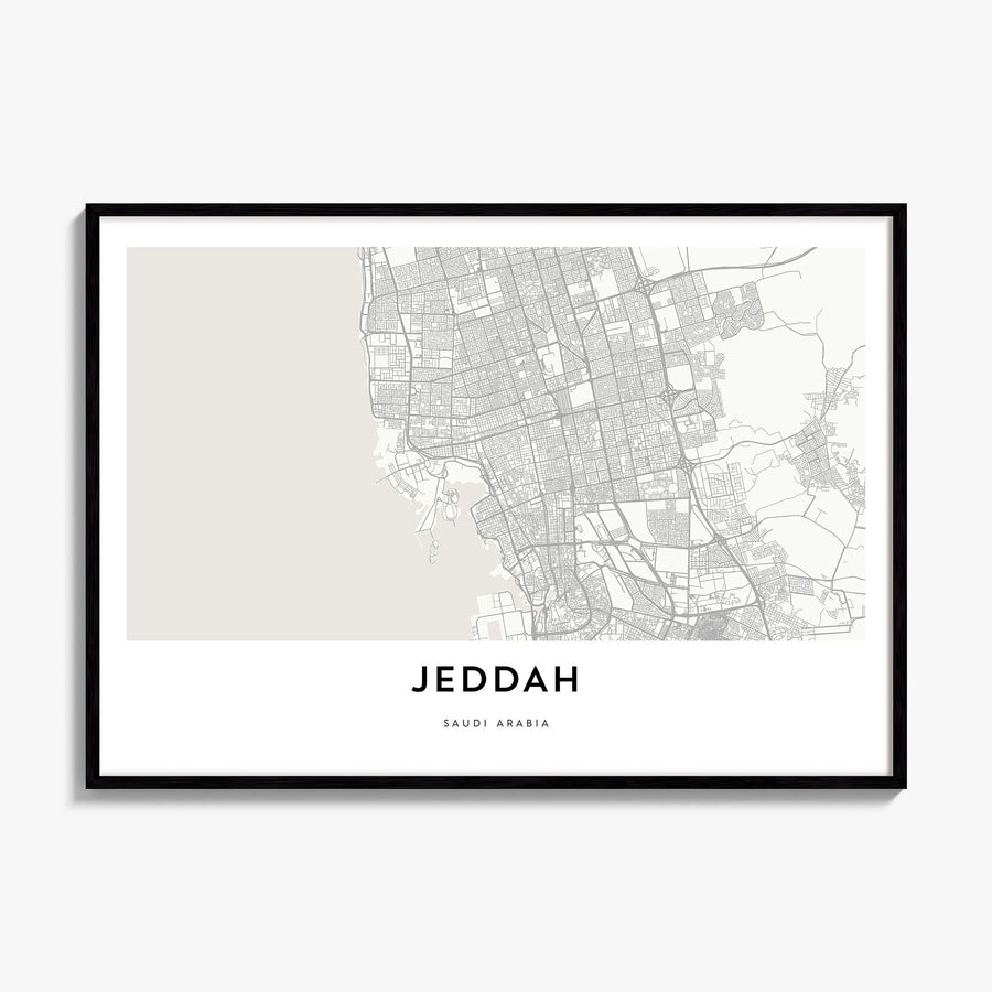 Jeddah Map Poster, framed poster mockup