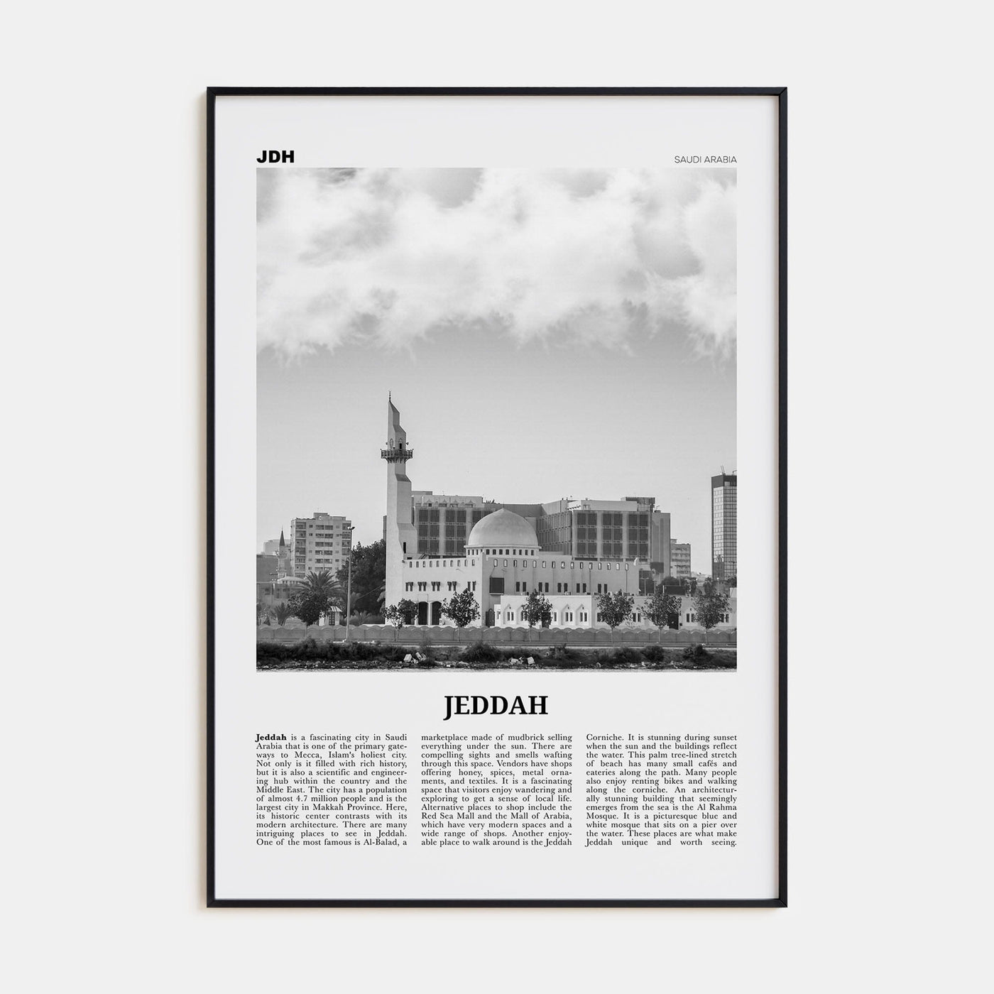 Jeddah Poster None / 8x12 in Nbourhood Travel B&W Poster