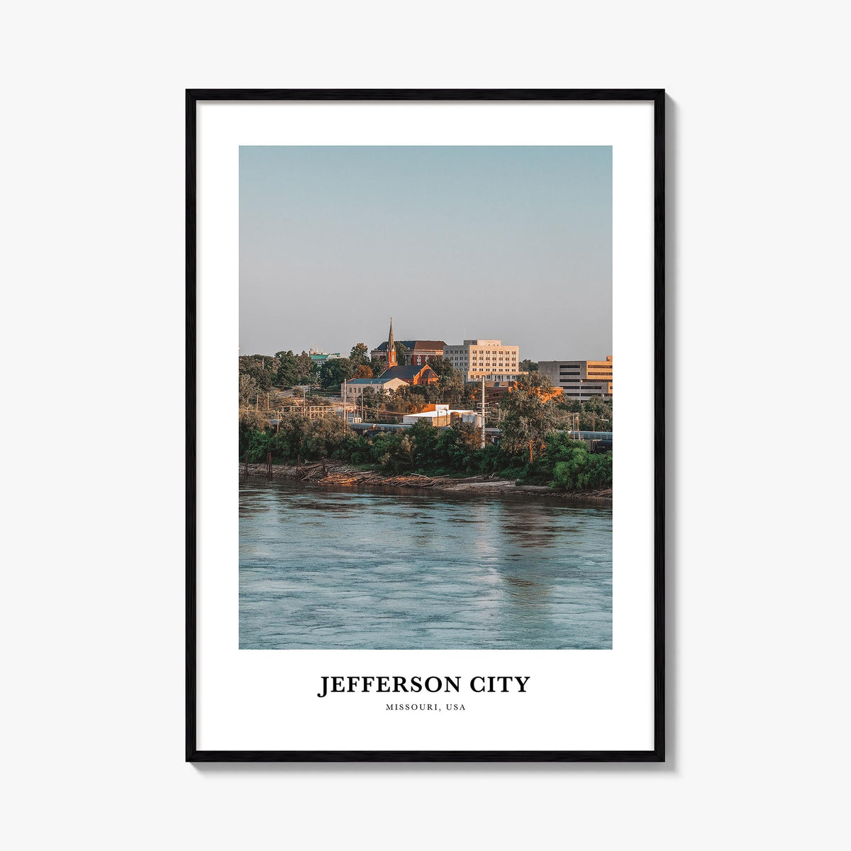 Jefferson City no. 1 colorful classic poster of Missouri, USA – vertical wall art, unframed print shown in interior mockup