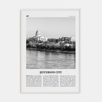 Jefferson City Poster White Wood / 8x12 in Nbourhood Travel B&W Poster