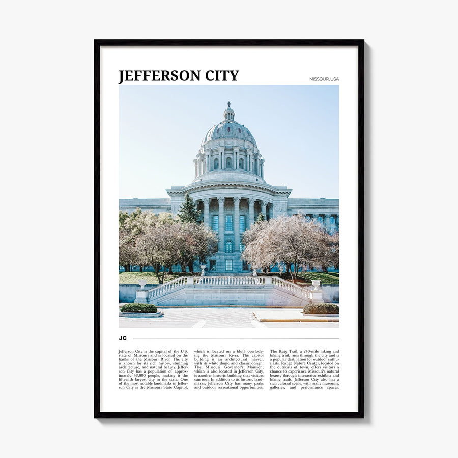 Jefferson City Travel No 2 Poster, framed poster mockup
