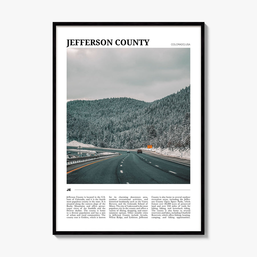 Jefferson County Travel Poster, framed poster mockup