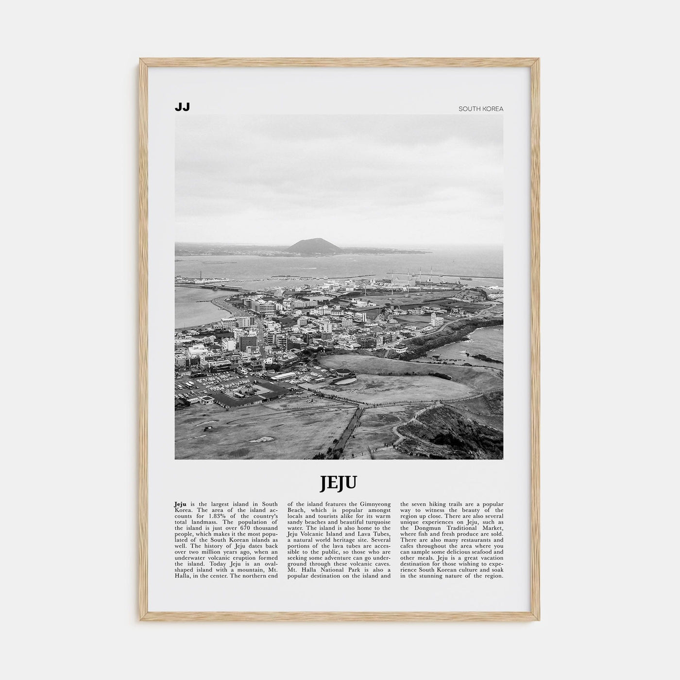 Jeju Island Poster Natural Wood / 8x12 in Nbourhood Travel B&W Poster