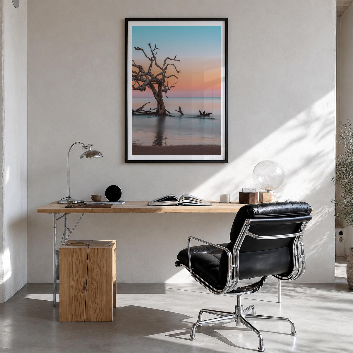 Jekyll Island colorful photo poster of Georgia, USA – vertical wall art in black wood frame with white border, hanging on wal
