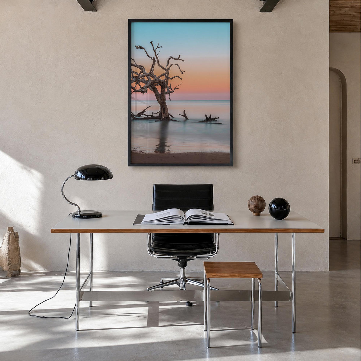 Jekyll Island colorful photo poster of Georgia, USA – vertical wall art in black wood frame, hanging on wall