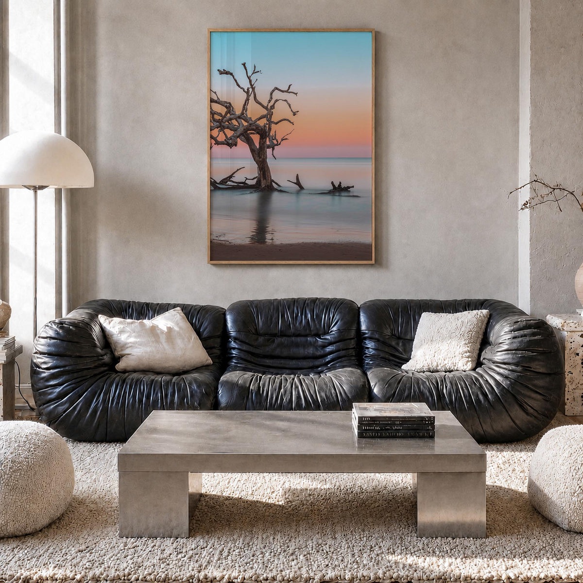 Jekyll Island colorful photo poster of Georgia, USA – vertical wall art in natural wood frame, hanging on wall