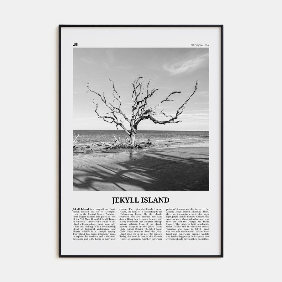 Jekyll Island Poster Black Metal / 8x12 in Nbourhood Travel B&W Poster