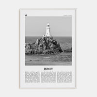 Jersey, Channel Islands No 1 Poster White Wood / 8x12 in Nbourhood Travel B&W Poster