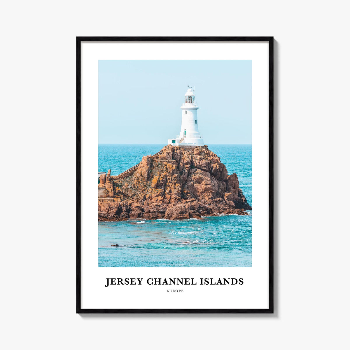 Jersey, Channel Islands no. 2 colorful classic poster of Channel Islands – vertical wall art, unframed print shown in interio