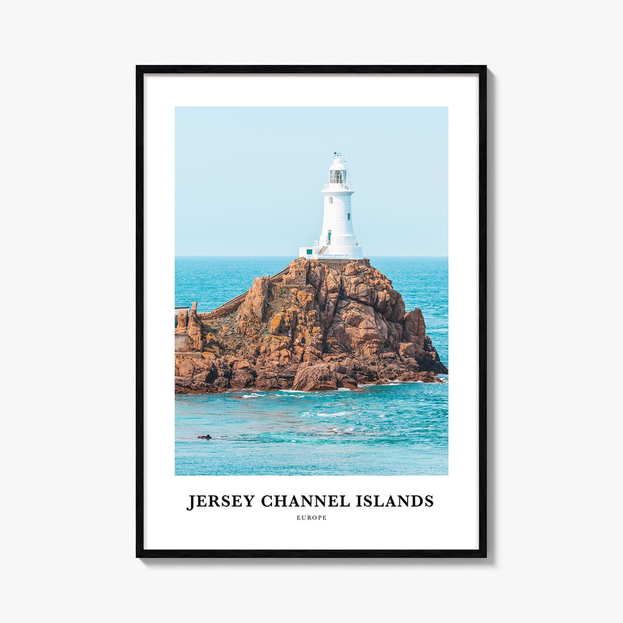 Jersey, Channel Islands no. 2 colorful classic poster of Channel Islands – vertical wall art, unframed print shown in interio