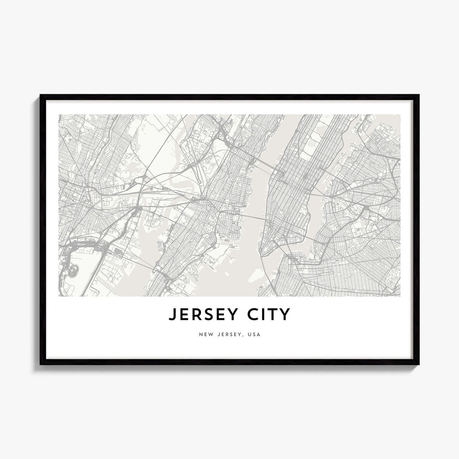 Jersey City Map Poster, framed poster mockup