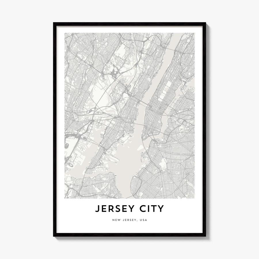 Jersey City Map Poster, framed poster mockup