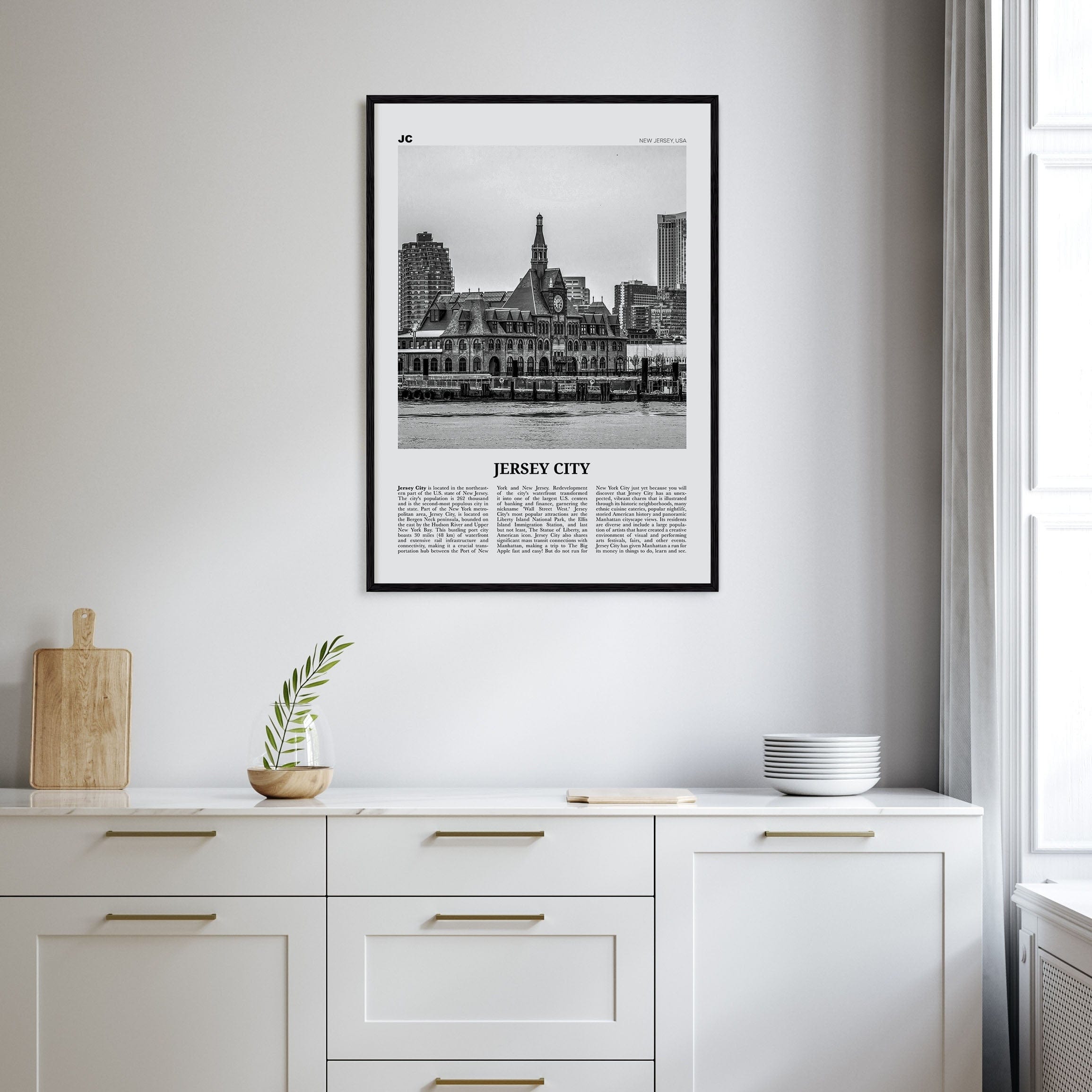 Jersey City No 2 Poster Nbourhood Travel B&W Poster