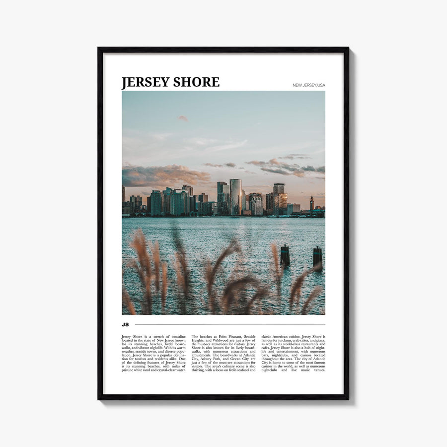Jersey Shore colorful travel poster of New Jersey, USA – vertical wall art, unframed print shown in interior mockup