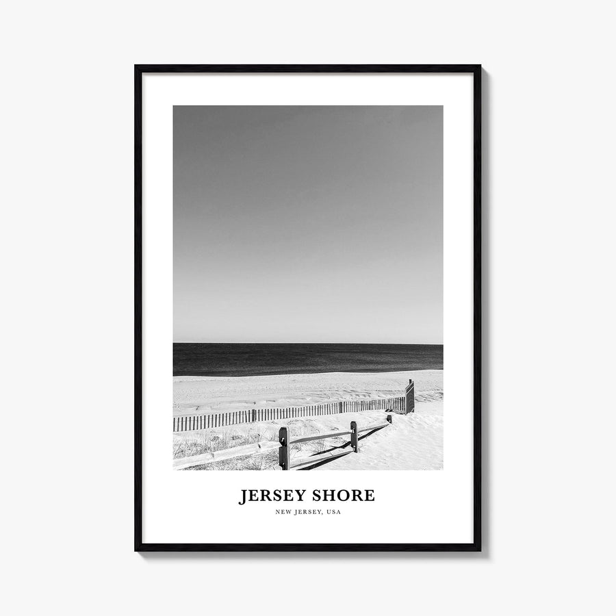 Jersey Shore no. 1 black & white classic poster of New Jersey, USA – vertical wall art, unframed print shown in interior mock